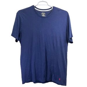 Polo Ralph Lauren Navy Blue‎ Mens Short Sleeve Red Logo Cotton T Shirt Large